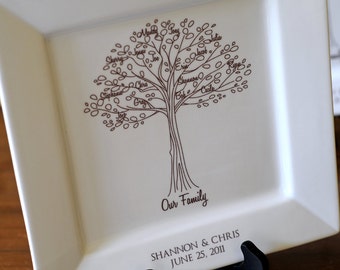 Family Tree Platter--Bride and Groom Wedding Gift for Parents