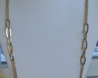 Pretty Vintage Gold tone Link, Chain Necklace, Adjustable, 30"-32-1/4" (AP7)