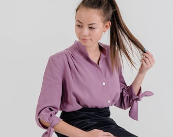 Tie-Sleeve Blouse (Dusty Pink)