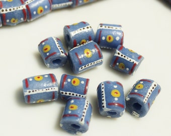 10 Handmade African Glass Beads, Blue Krobo Beads, Unique Jewelry Supplies (*AH76*)