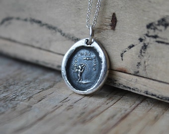 Hurry up-Cherub wax seal fine silver charm