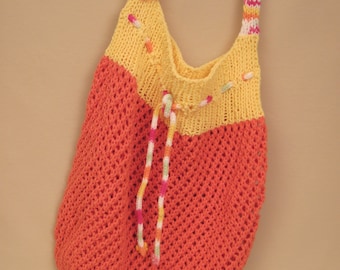 Hand Knit Shopping Bag / Market Bag / Beach Tote