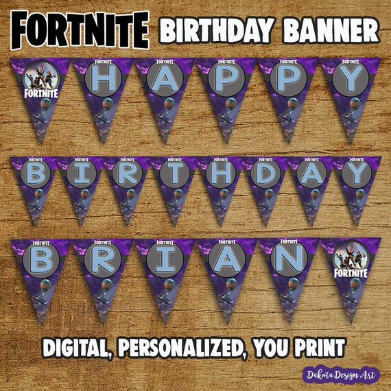 Fortnite Birthday Banner Personaloized Digital Fortnite