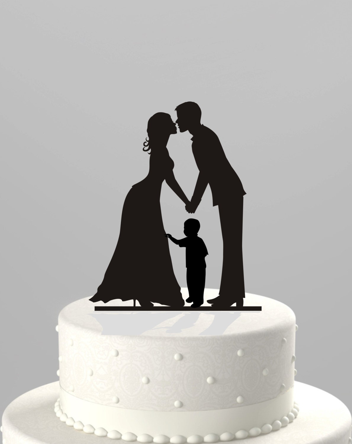 Wedding Cake  Topper  Silhouette  Groom and Bride with little Boy