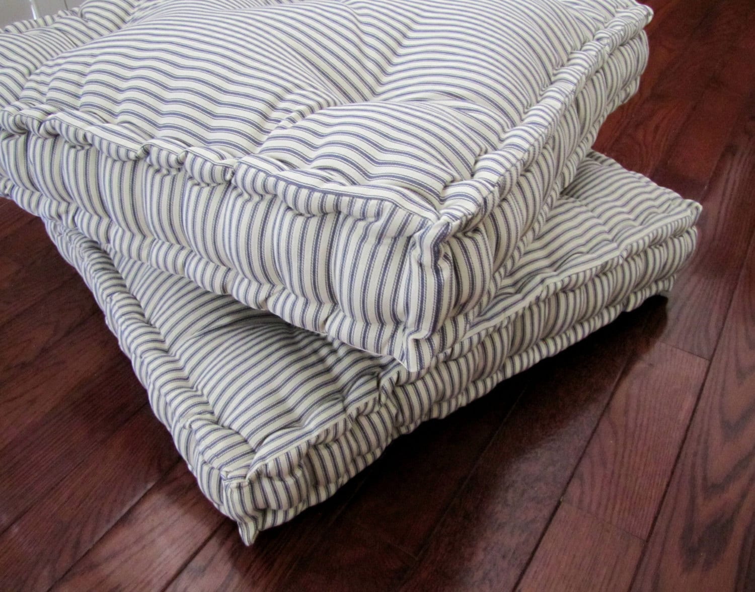 Ticking Floor Pillow Tufted Floor Cushion with French