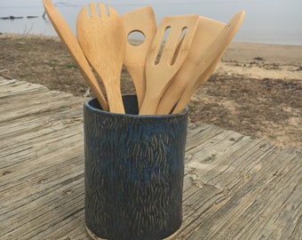 Handmade Pottery Utensil Holder - Vase - Planter