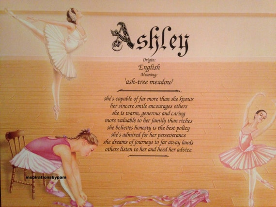 Ashley First Name Meaning Art Print-Name Meaning-Ballerina