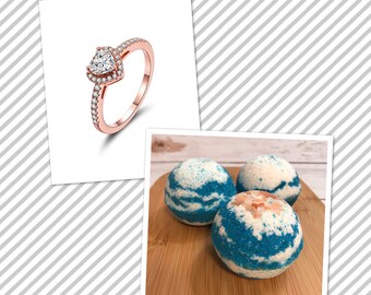 Rose Ring Bath Bomb | Bath Bomb with Ring | Bath Bomb Surprise | Birthday Bath Bomb | Surprise Bath Bomb | Jewelry Bath Bomb