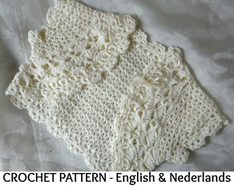 English + Dutch Crochet Pattern Romantic Bolero 0-24 months