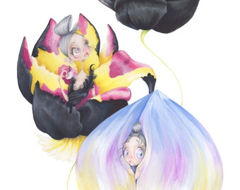 Dior pop surrealism flower haute couture fashion illustration "Tulipa Diora" art print