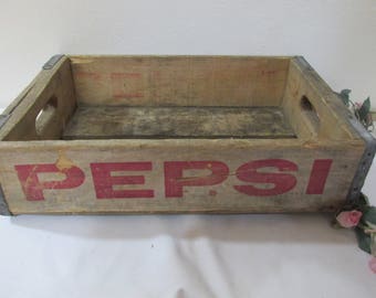 Pepsi Case Rustic Primitive Weathered Wood Red Lettering