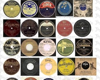 vintage record labels 4 inch print at home 50s party