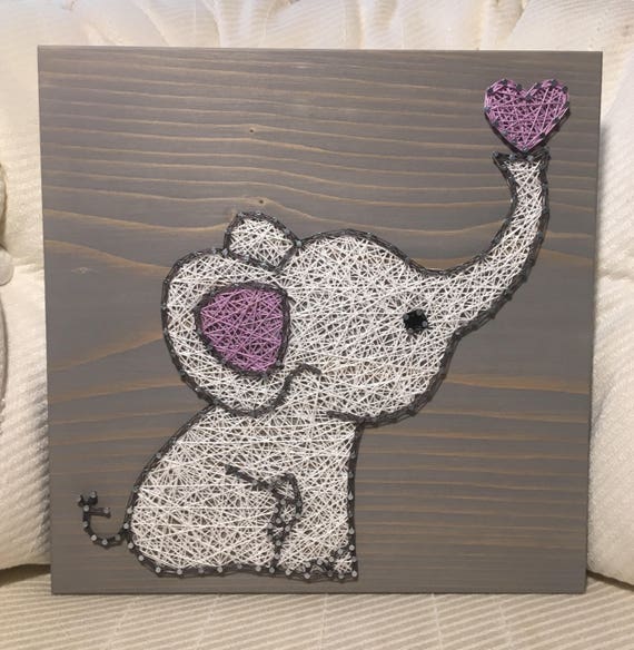 CUSTOM Baby Elephant String Art Sign Love Art Handmade