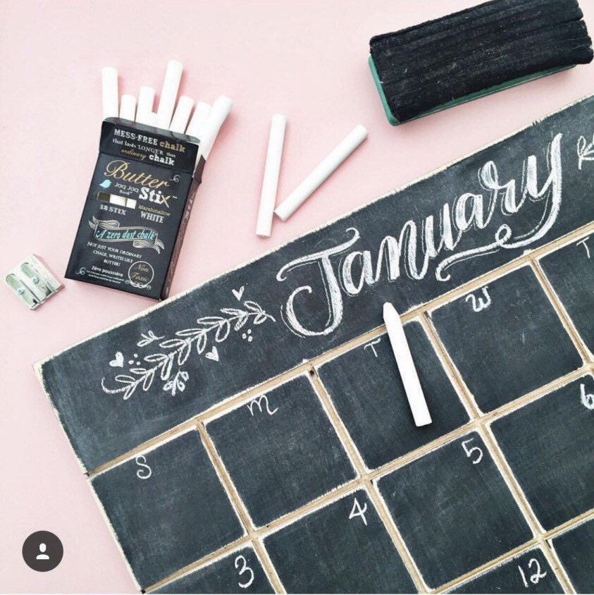Chalkboard Calendar Wooden Distressed 21 Wide