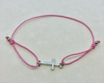 cross bracelet, adjustable string cross bracelet, sliding knot bracelet, custom bracelet, string bracelet, gifts for her, party favors