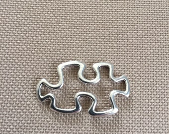 10 Silver Puzzle Charm Connectors, Autism Awareness