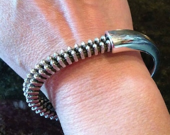 Recycled Military Zipper Bangle Bracelet