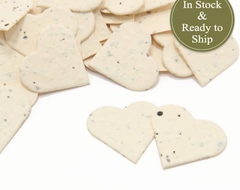 Ivory Plantable Seed Paper Confetti Hearts - READY-TO-SHIP - Wedding Favors, Bridal Shower Favors, Baby Shower Favors, Thank You Notes