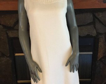 Vintage 60's Serbin Muriel Ryan White Sleeveless Shift Dress Size Small