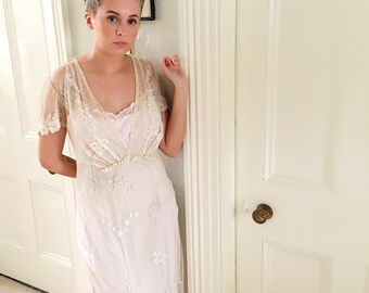 Edwardian Lace Wedding Dress. Titanic Era Dress. Brussels Lace Gown. Bohemian Bridal Gown. Unique Belle Epoque Gown. Ethereal Wedding