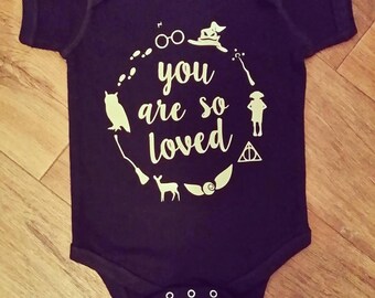 You Are So Loved - Harry Potter onesie - Harry Potter - baby onesie - nerdy onesie - wizard shirt - witch shirt - nerdy bodysuit - Rowling