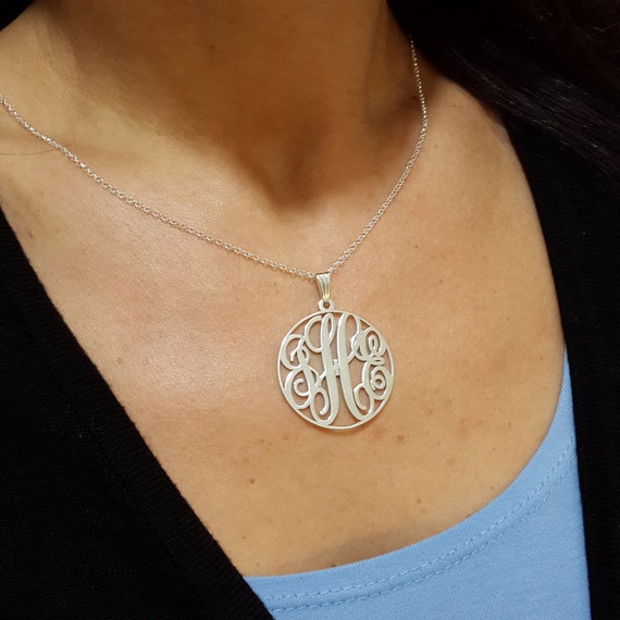 Items similar to Circle Monogram 3 Initial necklace - Personalized Monogram - 925 Sterling ...