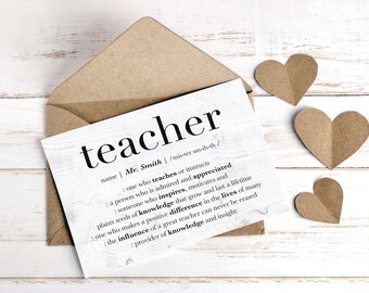 Personalized Teacher Card, Teacher Appreciation, Custom Mentor Thank You Card, Teacher Gift, Retirement Card Teacher Gift End of School Year