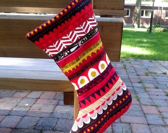 Christmas stocking made from Marimekko fabric, Santa stocking, Modern Scandinavian Holiday decor, Xmas fireplace decoration