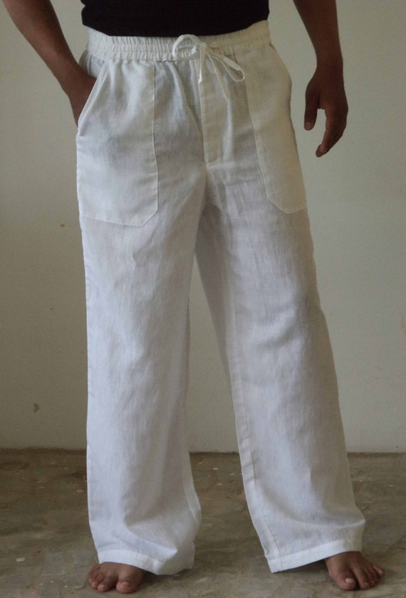 Mens Linen Drawstring Baggy look pants Plus size.