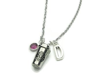 Personalized Coffee Cup Birthstone Necklace, Coffee Lover Necklace, Coffee Cup Necklace, Coffee Necklace, Coffee Jewelry