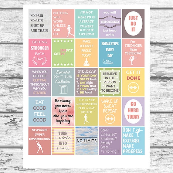 fitness and diet motivational stickers printable workout