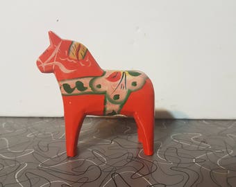 Swedish Dala Horse Nils Olsson Scandinavian Modern Hand Painted Wooden Dala Horse Figurine