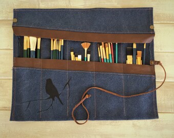 Paint Brush Roll, personalized Artist Roll, Paint Brush Organizer, Artist pouch, Paint Brush Holder, Painters Travel Case