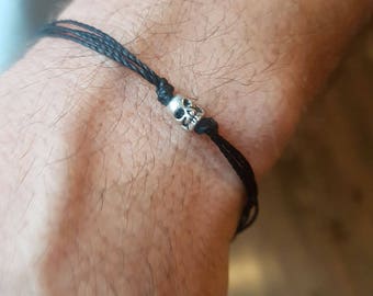 Bracelet petite tête de mort, bracelet homme, bracelet en argent pour homme