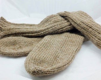 US 10.5, Men's All Wool Boot Socks, great for Hunting/Hiking, Hand Knit Wool Socks, Light Espresso, Casual Socks, Socks & Hosiery