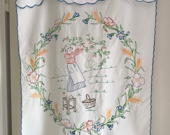 Tea towel hand embroidered