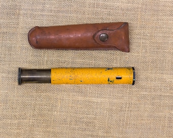 Solid Brass Hand Survey Scope Vintage With Leather Case