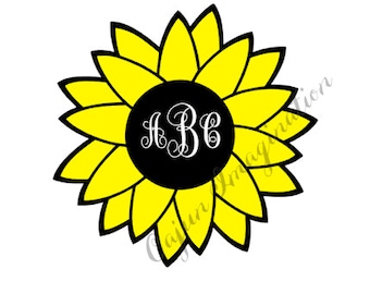 Download SUNFLOWER MONOGRAM DECAL, 3 Colors, Monogram with Border ...