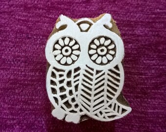 hand carved wood printing block Textile Stamp Pottery stamp hand carved wood printing block, fabric stamps - owl