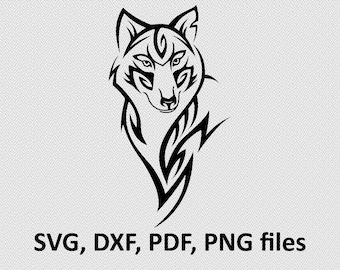 Wolf SVG/ Wolf DXF/ Wolf Clipart/ Wolf Files, tribal symetric cutting, silhouette, DXF, Wolf vector, Wolf head, T Shirt design, wolves