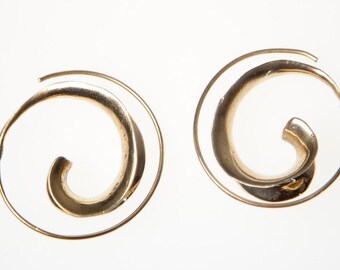 Spiral earrings, Brass earnings, Boho Earrings, Tribal Earrings, Indian Jewellery, Gold Earrings, Gypsy Earrings, Boho Jewellery