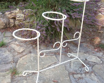 Vintage wrought iron door-planters, three pots