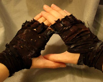 Gloves, Pair, Mad Max Inspired Post-Apocalyptic Ragged Fingerless Wrap Zombie Slayer DieselPunk costume cosplay