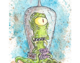 Simpsons Horror Vote Kang 5x7 Signed Art Print