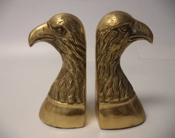 Pair of Mallard Eagle Heads Solid Brass Bookends