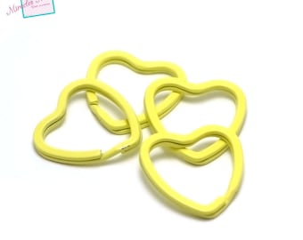 4 rings keychain "heart" 32 x 32 x 3 mm metal yellow Canary