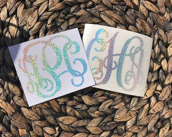 Glitter Vinyl Monogram Decal Yeti Monogram Car Monogram Cell Phone Monogram Laptop Monogram