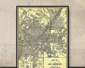 Los Angeles map - Vintage map of LA archival print