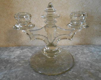 1930's Elegant Etched Art Deco Candelabrum