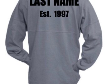 Personalized Pennant Billboard Crew Jersey ~ Custom Last Name Shirt ~ Custom Jersey ~ Monogrammed Spirit Shirt ~Oversized Shirt ~ Team Shirt